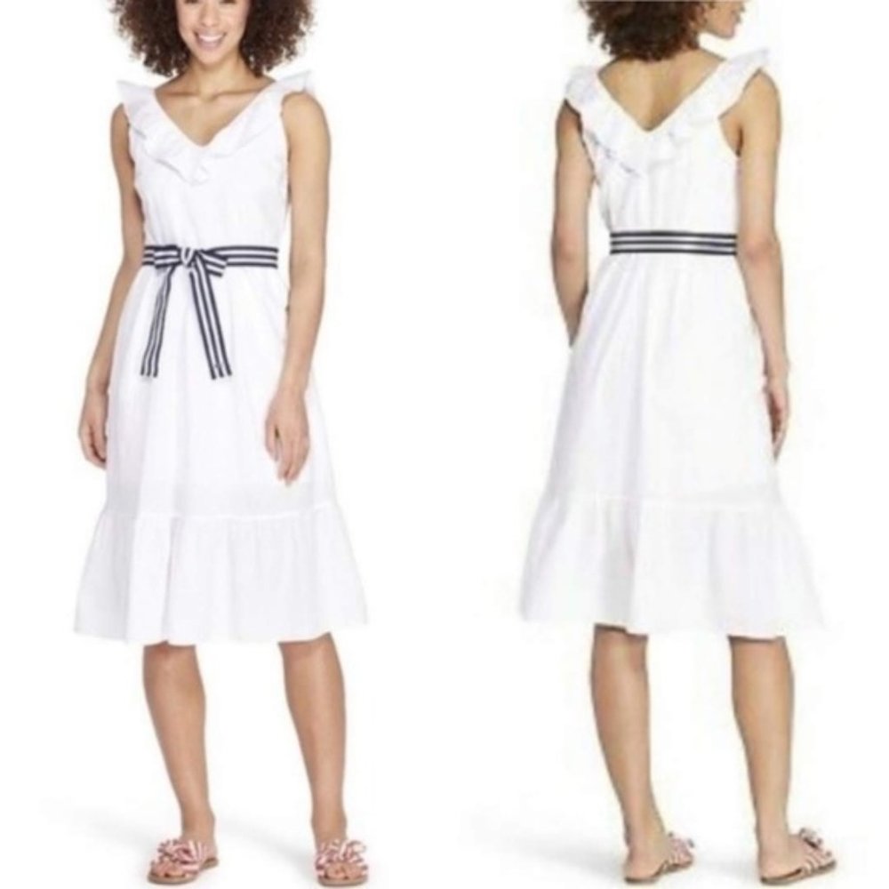 Vineyard Vines White Ruffle Sleeveless Dress